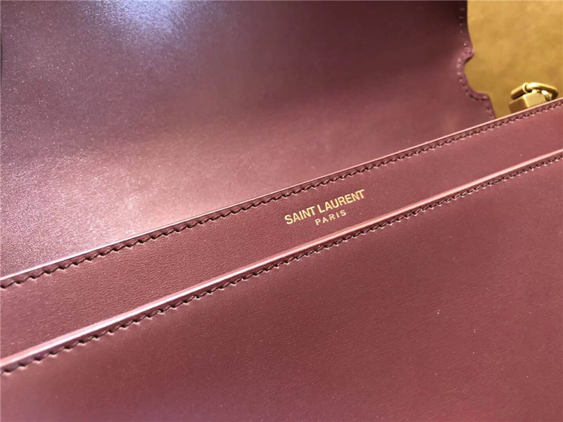 532750 YSL女袋 CASSANDRA 中號 字母標志 拉頭光面 圣羅蘭信封皮包 葡萄紫