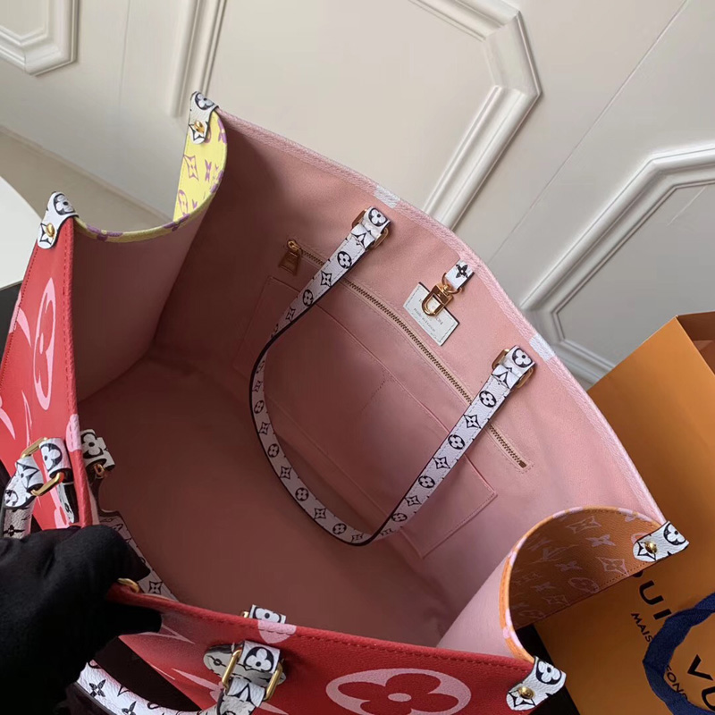 M44569 LV ONTHEGO 手袋 超大號 Monogram 印花迷你 Monogram 飾邊 紅色