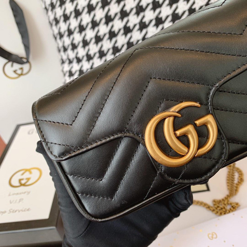 476433 Gucci GG Marmont系列絎縫皮革超迷你手袋 黑色