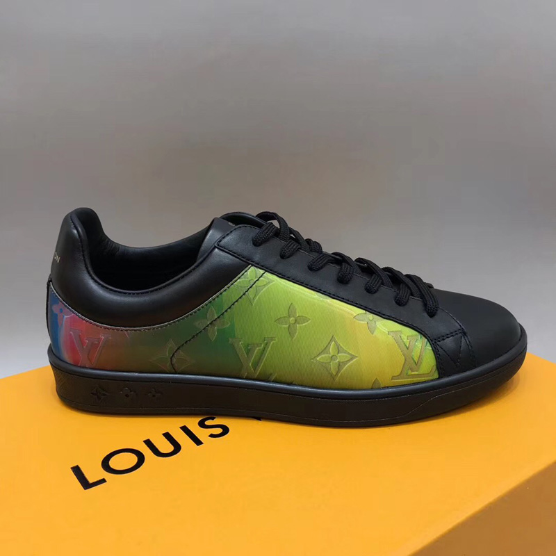 1A5HBY LV LUXEMBOURG 運動鞋 彩虹色 Monogram 織物和小牛皮男鞋 黑色