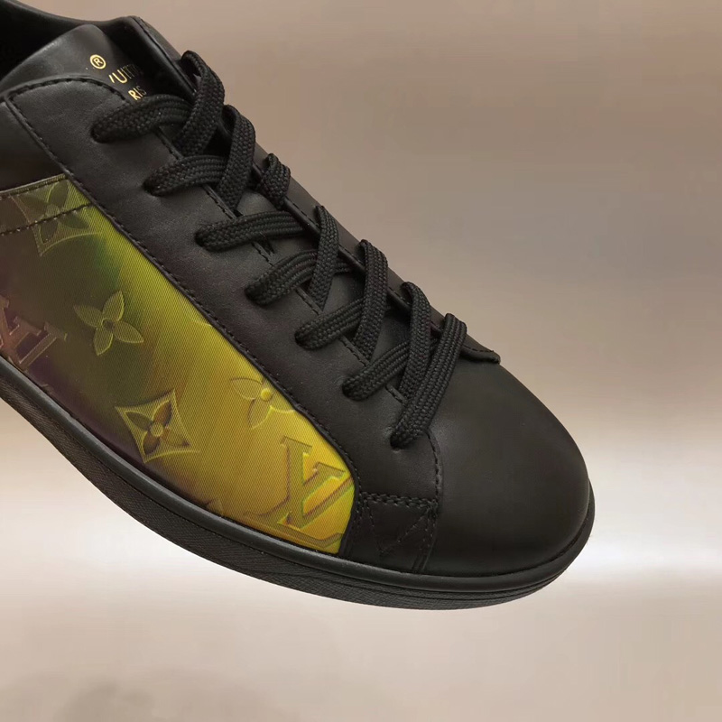 1A5HBY LV LUXEMBOURG 運動鞋 彩虹色 Monogram 織物和小牛皮男鞋 黑色