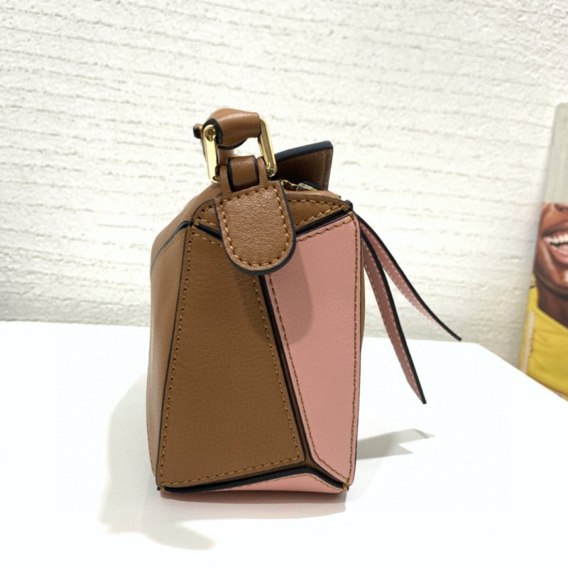 322 LOEWE羅意威 Puzzle Bag 羅意威幾何包 棕色拼粉色
