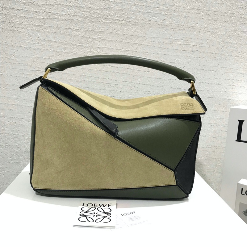 322 LOEWE羅意威 Puzzle Bag 中號羅意威幾何包 綠色拼色