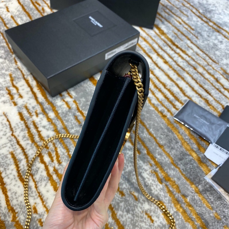 582334 YSL圣羅蘭 CASSANDRA 粒面壓花真皮鏈條錢包 YSL信封包 黑色