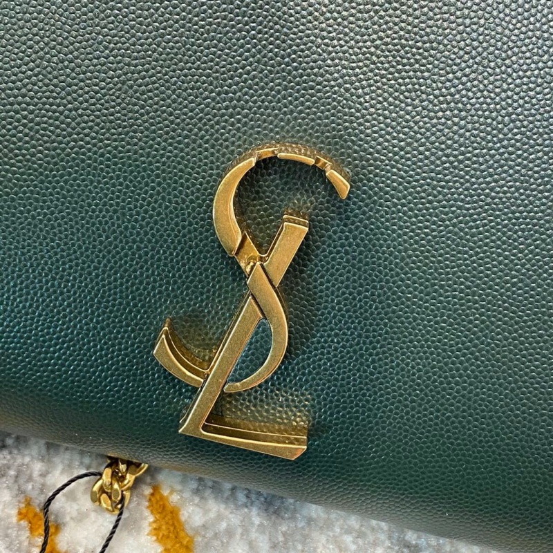 582334 YSL圣羅蘭 CASSANDRA 粒面壓花真皮鏈條錢包 YSL信封包 墨綠色