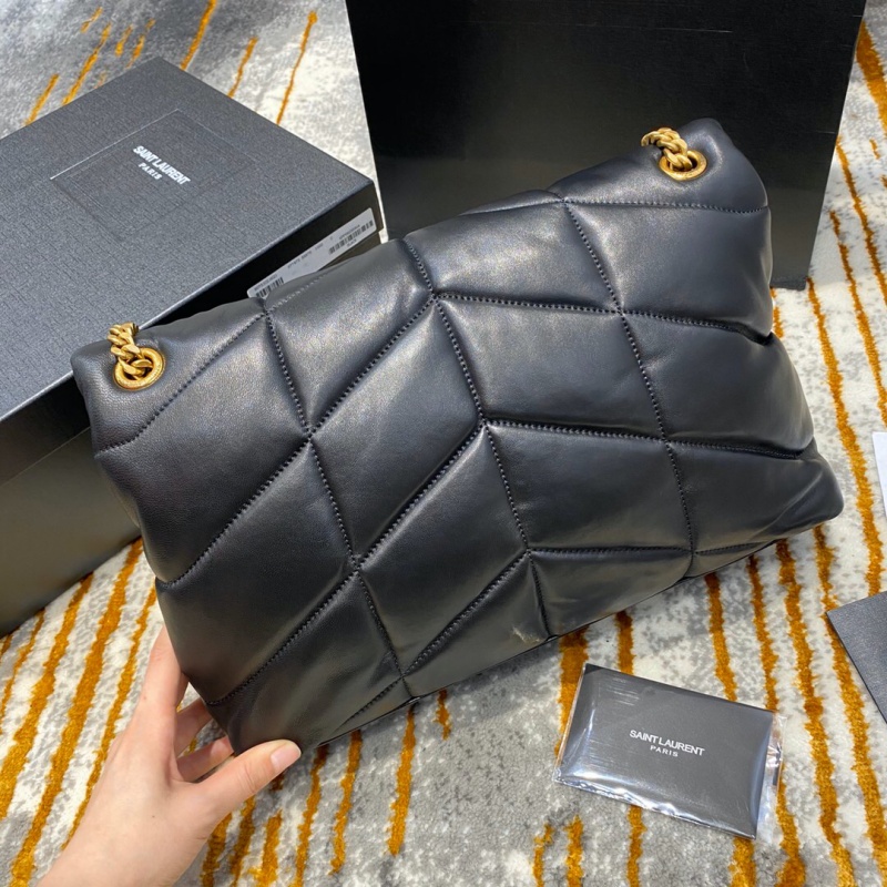 577475 YSL圣羅蘭LOULOU PUFFER中號絎縫小羊皮手袋 黑色金扣
