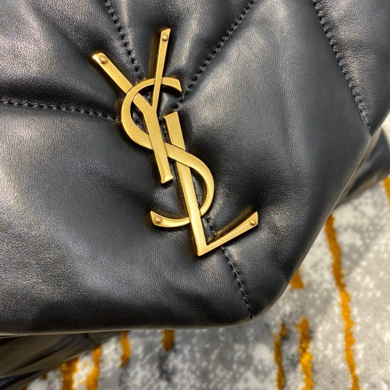 577475 YSL圣羅蘭LOULOU PUFFER中號絎縫小羊皮手袋 黑色金扣