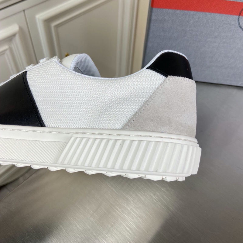 4E3400 Prada 織物和皮革運動鞋 普拉達2020新款休閑運動鞋 白色