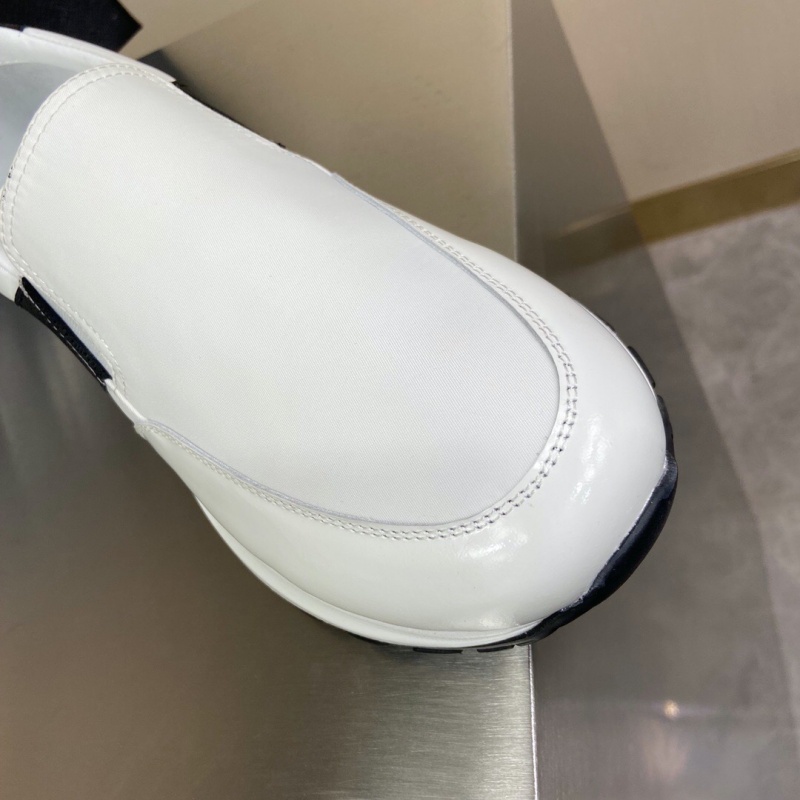 4D3480 Prada華達呢和亮面皮革運動鞋 普拉達新款男鞋 白色