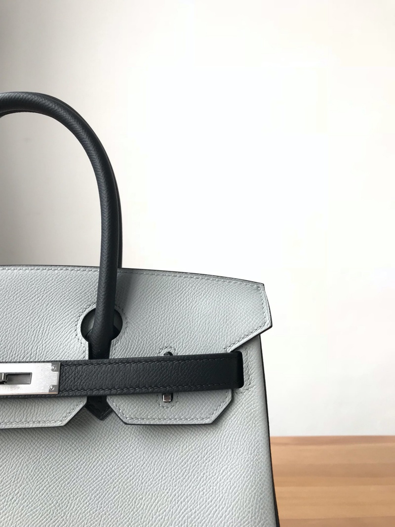 Hermes Birkin系列 愛馬仕鉑金包 純手工定制版 30cm EPSOM皮 灰拼黑色