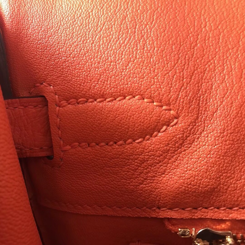 Hermes Birkin 25 愛馬仕鉑金包 純手工定制版 鴕鳥皮 橙色
