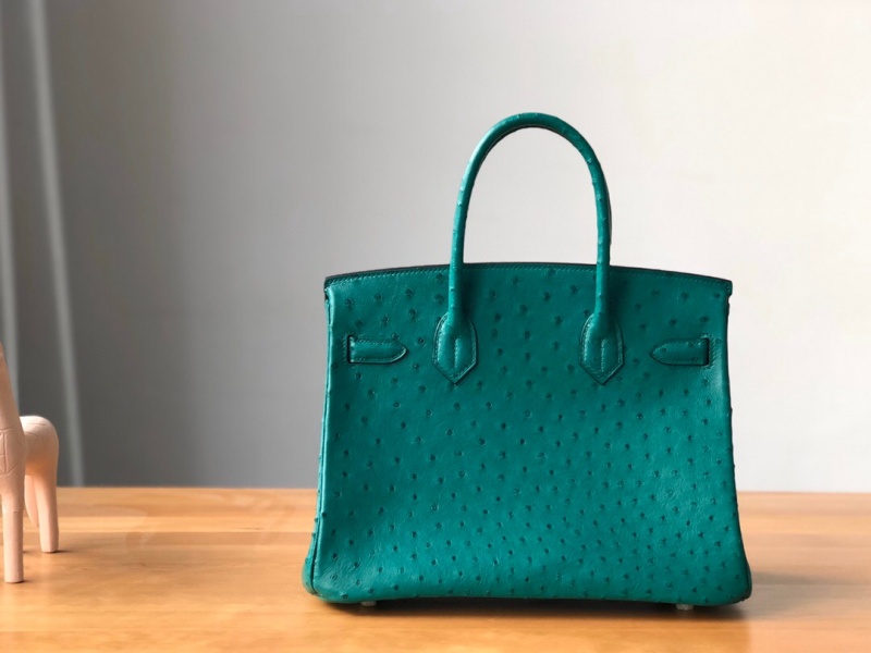 Hermes Birkin 25 愛馬仕鉑金包 純手工定制版 鴕鳥皮 絲絨綠
