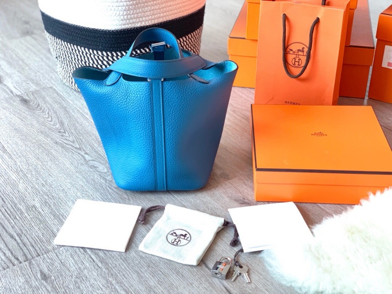 Hermes愛馬仕菜籃子 Hermes picotin18 愛馬仕水桶包 TC皮 藍色
