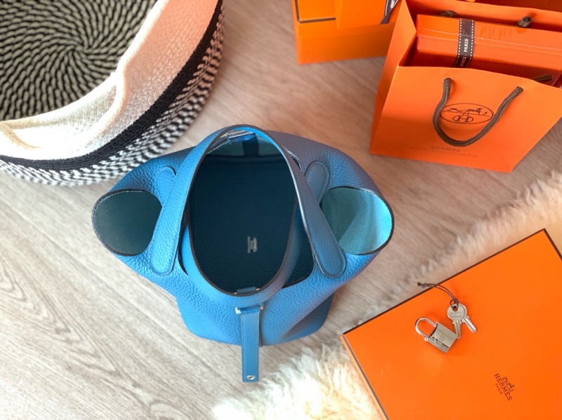 Hermes愛馬仕菜籃子 Hermes picotin18 愛馬仕水桶包 TC皮 藍色