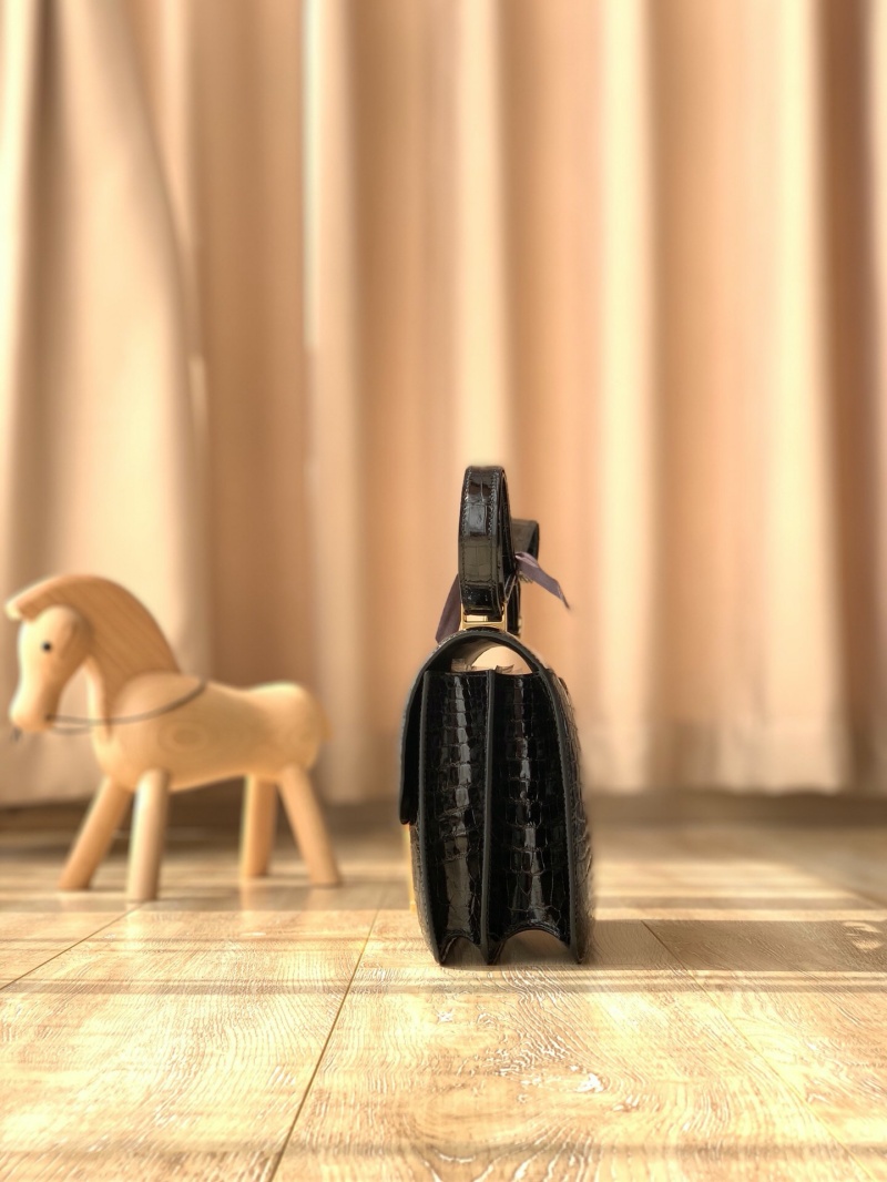Hermes constance系列 愛馬仕康康包 純手工定制鱷魚皮 黑色