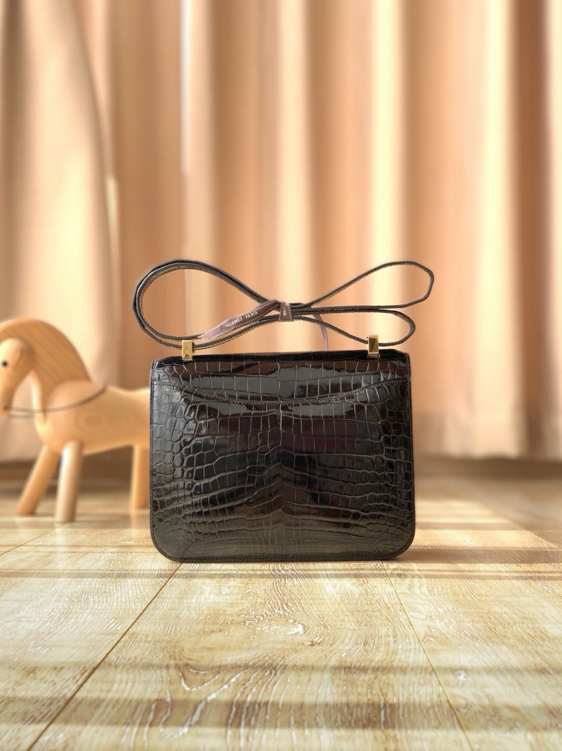 Hermes constance系列 愛馬仕康康包 純手工定制鱷魚皮 黑色