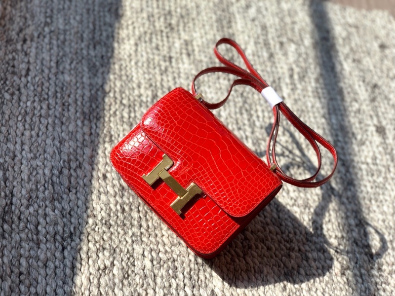 Hermes constance系列 愛馬仕康康包 純手工定制鱷魚皮 紅色