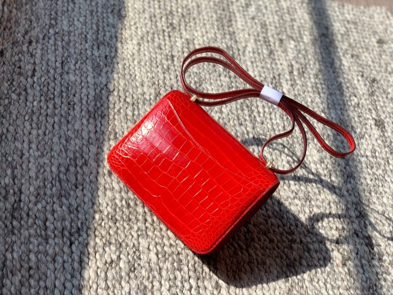 Hermes constance系列 愛馬仕康康包 純手工定制鱷魚皮 紅色