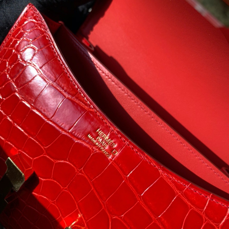 Hermes constance系列 愛馬仕康康包 純手工定制鱷魚皮 紅色
