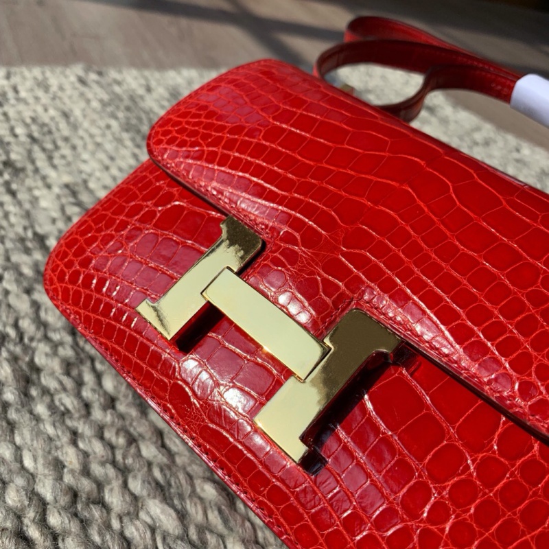 Hermes constance系列 愛馬仕康康包 純手工定制鱷魚皮 紅色