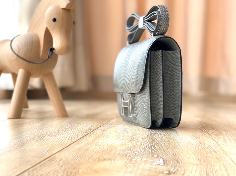 Hermes constance系列 愛(ài)馬仕康康包 純手工定制蜥蜴皮 灰色