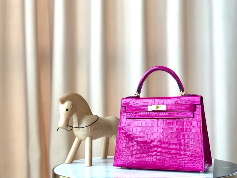 愛馬仕Hermes Kelly系列 凱莉包25cm 鱷魚皮 純手工定制版 夜譚紫