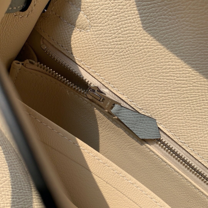 愛馬仕Hermes Kelly系列 凱莉包25cm Epsom皮手掌紋 純手工定制版 奶昔白