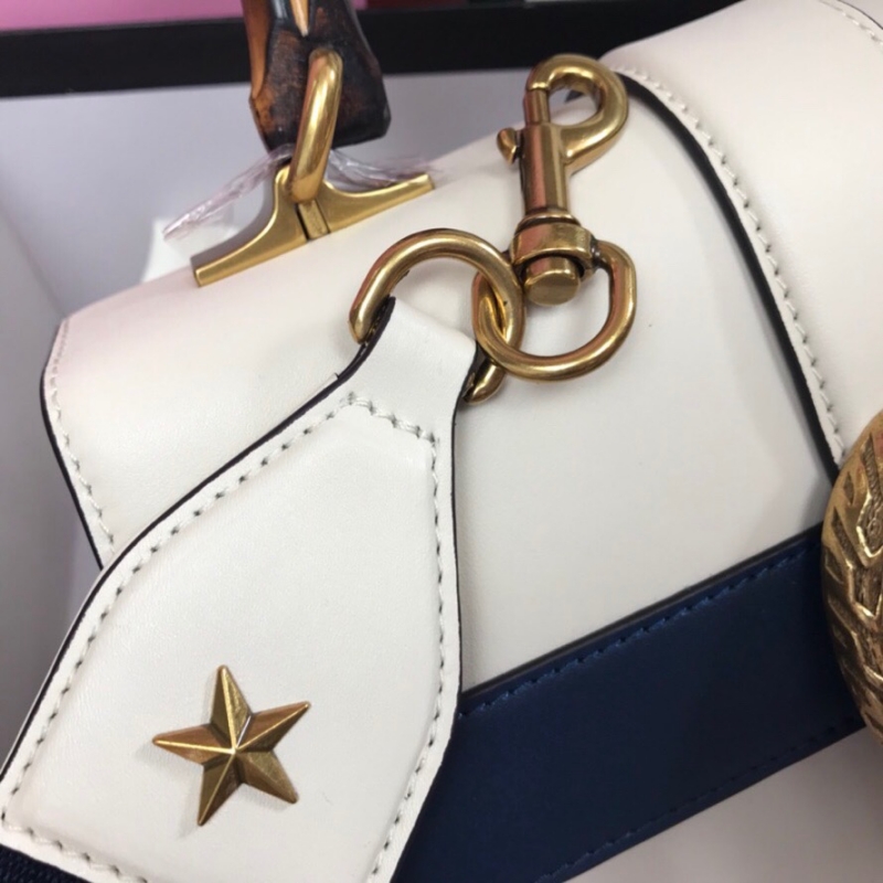 448075 Gucci Dionysus 系列皮革手提包 Gucci竹節酒神包 白色