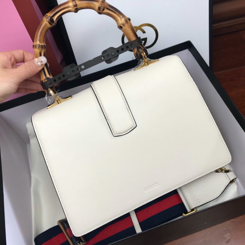 448075 Gucci Dionysus 系列皮革手提包 Gucci竹節酒神包 白色