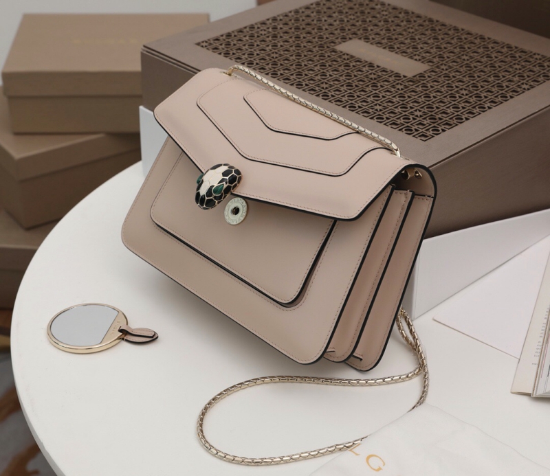 Bvlgari寶格麗 Serpenti Forever系列女包 寶格麗蛇頭包 奶茶色