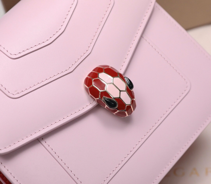 Bvlagari寶格麗 Serpenti Forever系列翻蓋女包 寶格麗手提蛇頭包 粉色