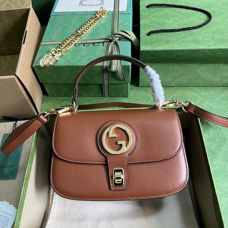 735101 Gucci Blondie系列手提包 圓形互扣式雙單間手提包 棕色