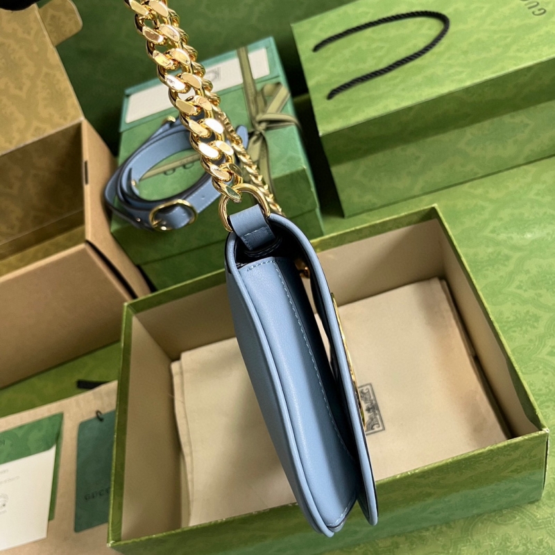 699268 Gucci Blondie系列肩背包 圓形互扣式雙G單肩包 淺藍色