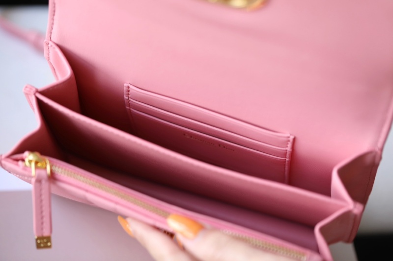 S5169 迪奧Dior Miss Caro 迷你鏈條手袋 羊皮革超大藤格紋 粉色