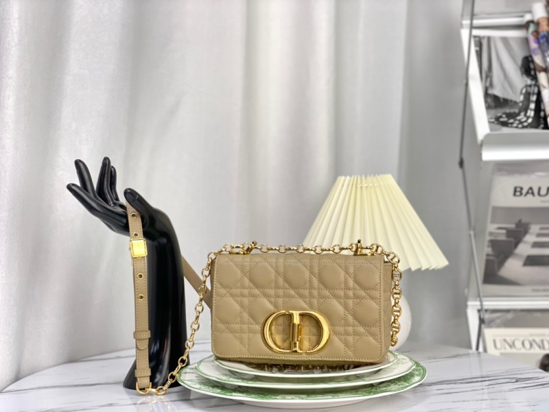 M9241 迪奧DIOR CARO 小號手袋 柔軟牛皮革藤格紋 米色