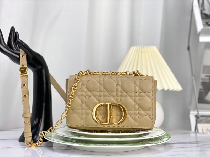 M9241 迪奧DIOR CARO 小號手袋 柔軟牛皮革藤格紋 米色