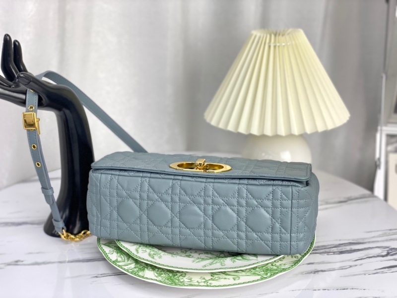 M9243 迪奧DIOR CARO 大號手袋 柔軟牛皮革藤格紋 巖石灰色