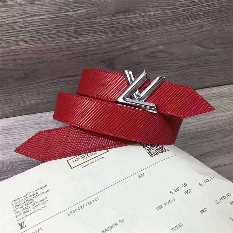 LV 路易威登 LV Twist標識 Epi小牛皮材質 女士腰帶 紅色