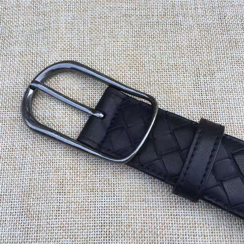 BV寶緹嘉 017專柜同步上市 手工編織皮帶 低調奢華 針扣休閑皮帶 黑色