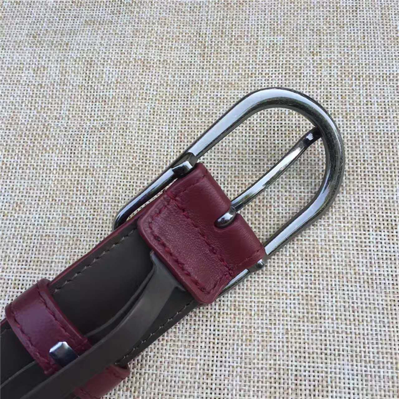 BV寶緹嘉 017專柜同步上市 手工編織皮帶 低調奢華 針扣休閑皮帶 酒紅色