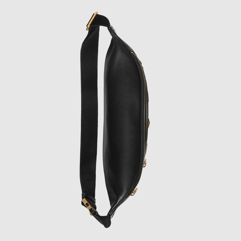 484683 GUCCI 古馳 動物造型 金屬鉚釘 真皮腰包 黑色