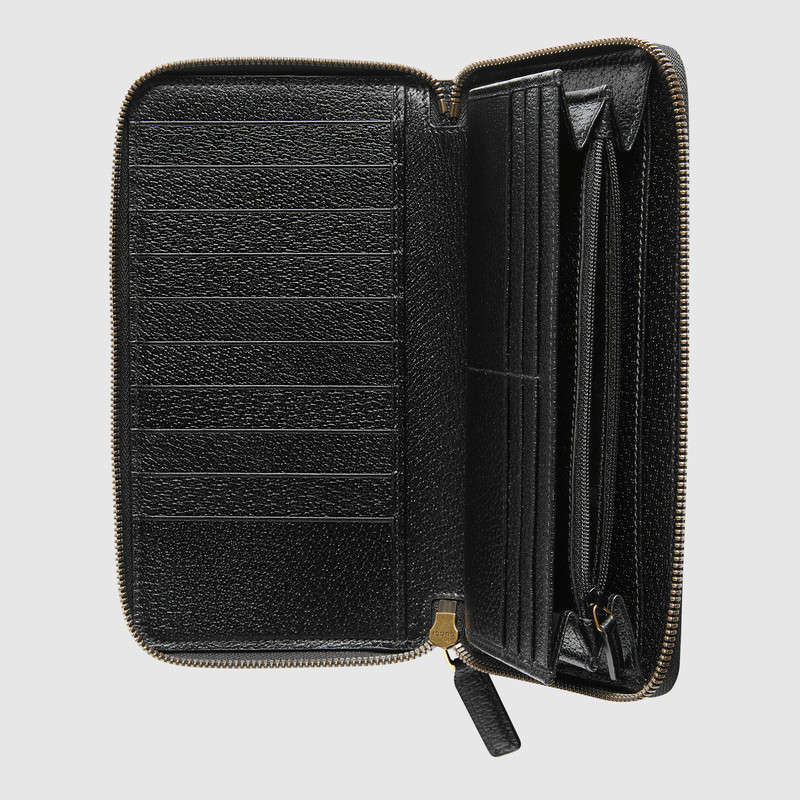 Gucci真皮錢包 古馳男士長款支票夾 時尚休閑Gucci男包 Gucci錢夾 黑色