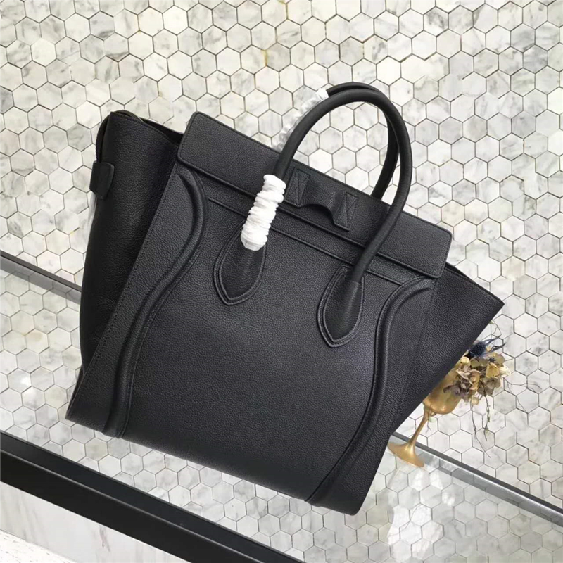 2017賽琳 celine笑臉包 囧臉包真皮 中號 頭層牛皮 翅膀手提包 墨黑色