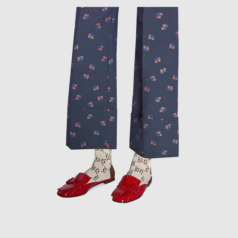 475826 GG Marmont 系列 雙G 漆皮拖鞋 芙蓉紅