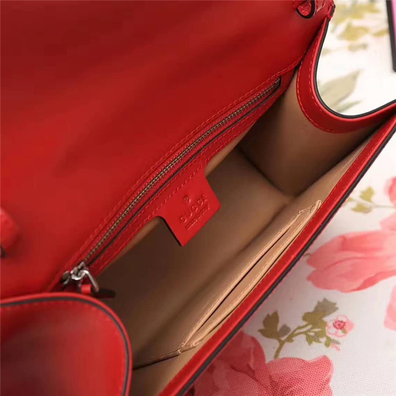 453751 Lilith 2017款 綠寶石蛇頭 竹節提手 蝴蝶結 單肩斜跨包 紅色