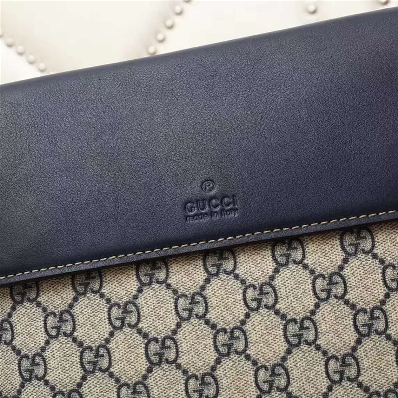 353431 GUCCI 雙G印花 真皮拼布翻蓋 女款 單肩斜跨包 灰白色