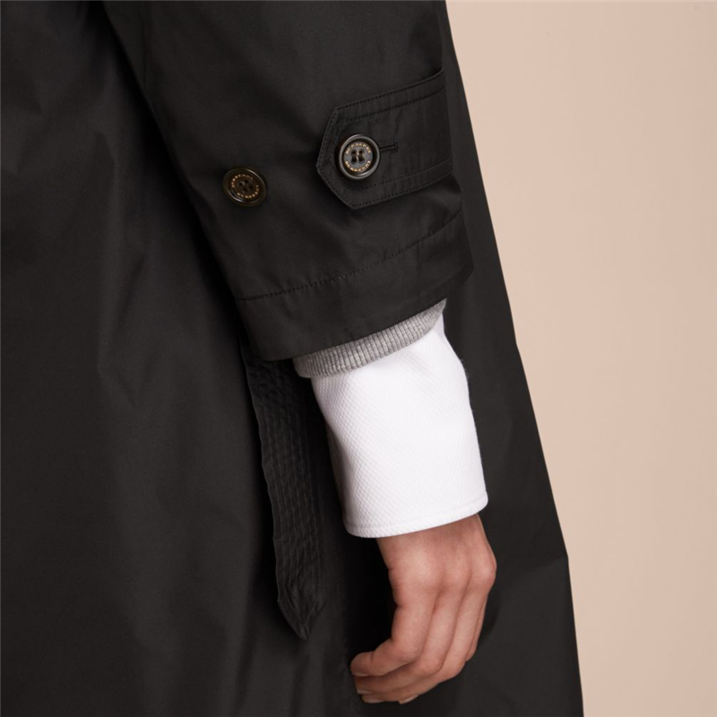 40545141 Burberry巴寶莉 輕便褶飾大衣 女士中長款風(fēng)衣 黑色