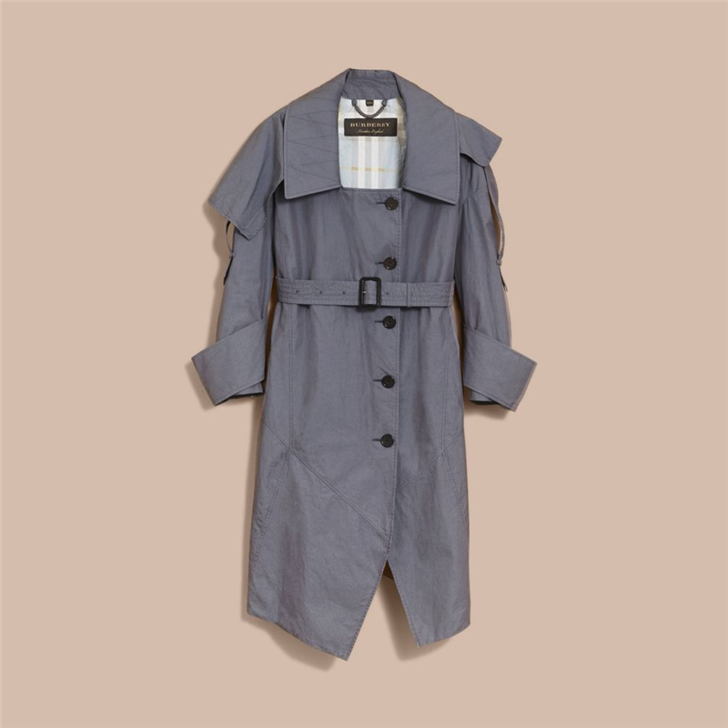 45459701 巴寶莉 不對(duì)稱(chēng)式 輕薄嘎巴甸 Trench 風(fēng)衣 亮水鴨藍(lán)