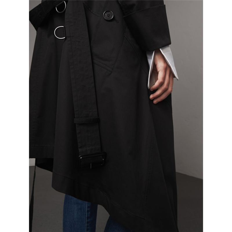 45466851 Burberry 巴寶莉 棉質不對稱剪裁 Trench 風衣 黑色