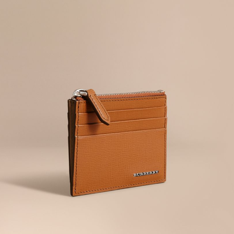 40522281 Burberry 巴寶莉 London 皮革 拉鏈開合 卡片夾 棕褐色